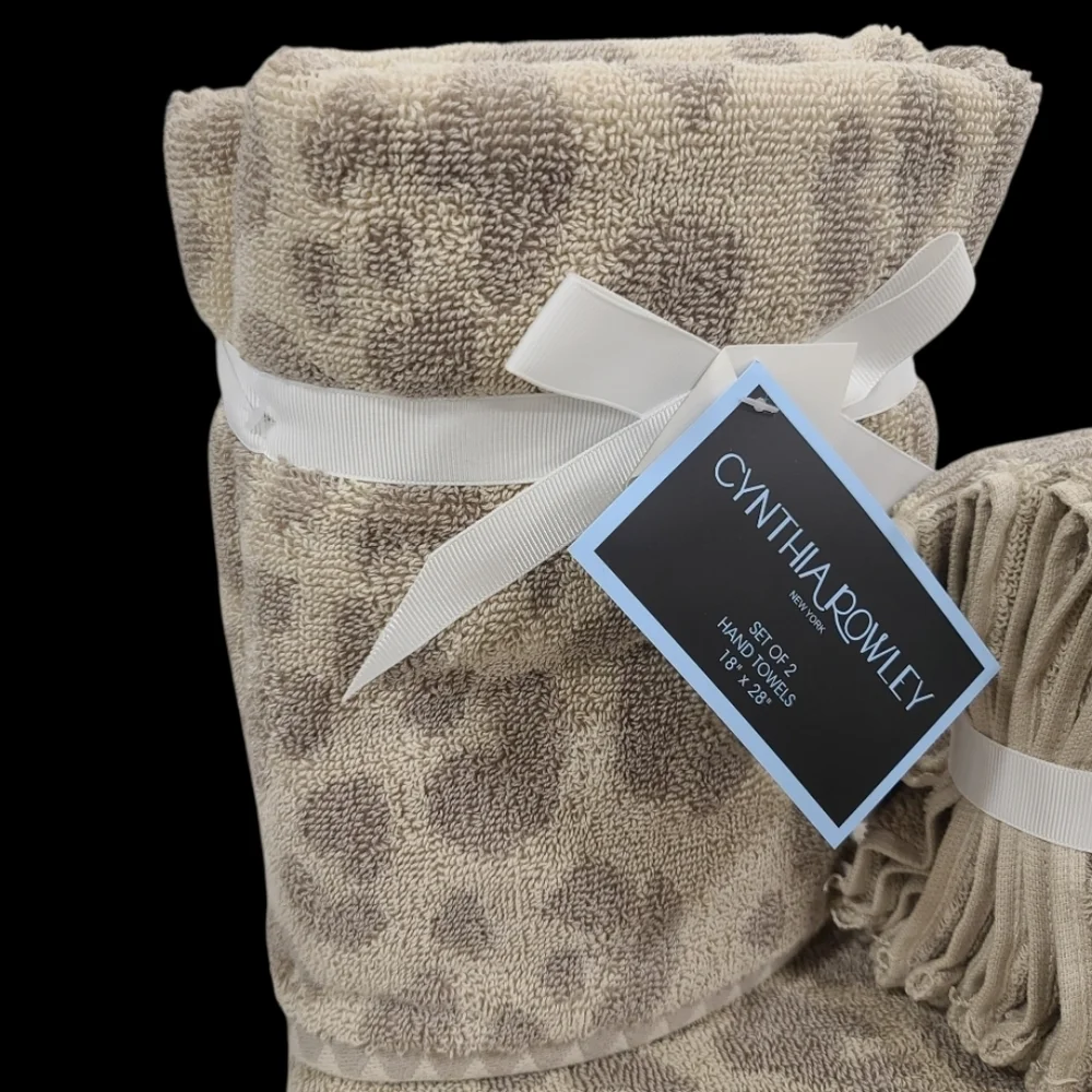 8pc Cynthia Rowley Leopard Cheetah Animal Print Bath Hand Washcloth Towel Set - Picture 2 of 8
